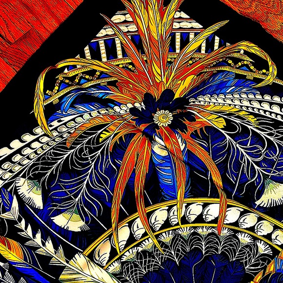 💯HermesSilkLargeScarfONEof a KindFabulousSIGNED Artist+Logo+2HermesBoxes+Ribbon - Picture 9 of 16